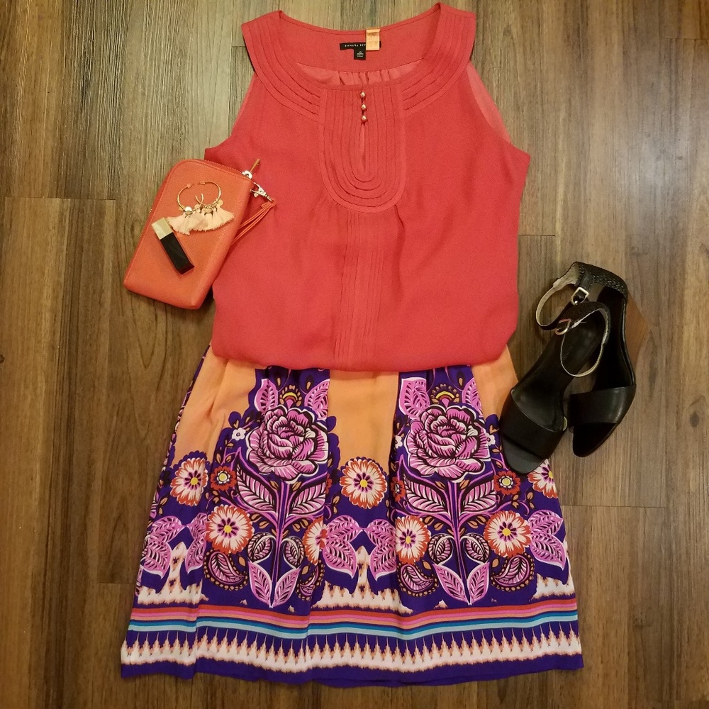 Sleeveless coral keyhole blouse